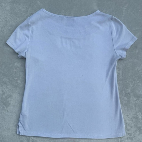 Y2K Basic Cotton White Tee with Silver Metal Embellishments - Picture 6 of 9